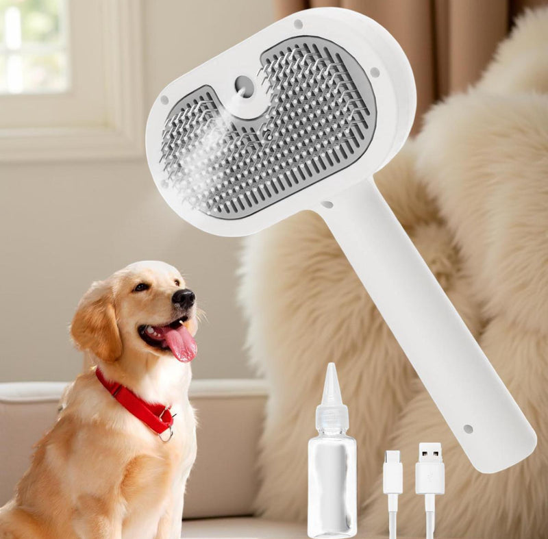 2-in-1 Steam Pet Grooming Brush – Removes Shedding Hair & Detangles Easily (For Cats & Dog)