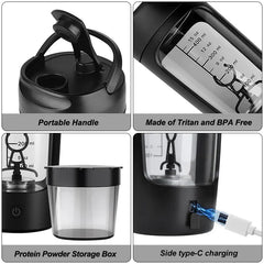 Electric Protein Shaker Bottle – USB Rechargeable Mixer