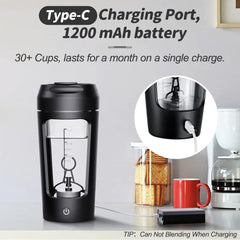 Electric Protein Shaker Bottle – USB Rechargeable Mixer