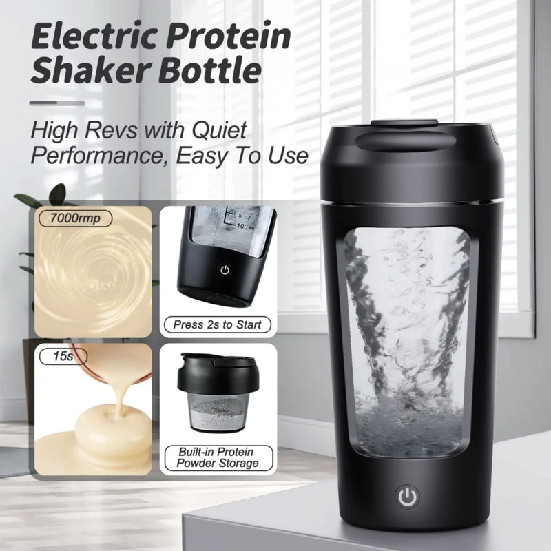 Electric Protein Shaker Bottle – USB Rechargeable Mixer